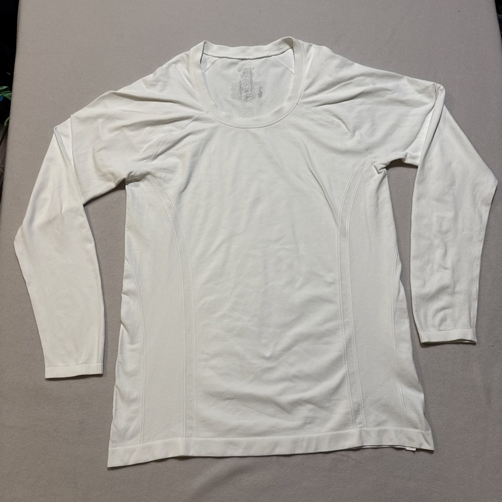 Gaiam Women Active Top Fitted Ribbed Sz XL White Long Sleeves